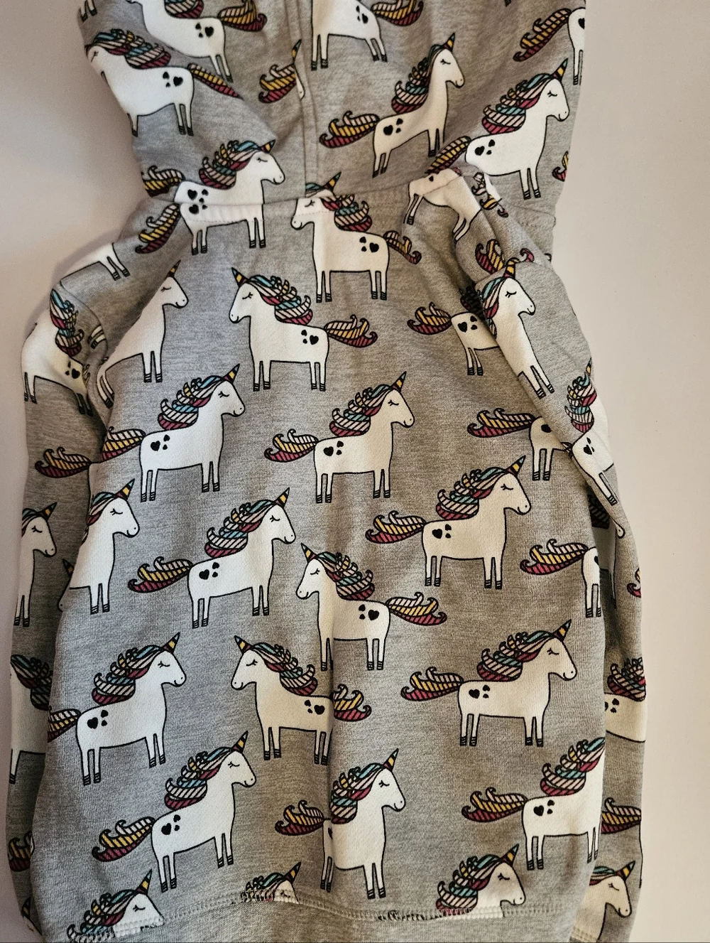 okie dokie Gray Unicorn Print Zip Hoodie Jacket 5T